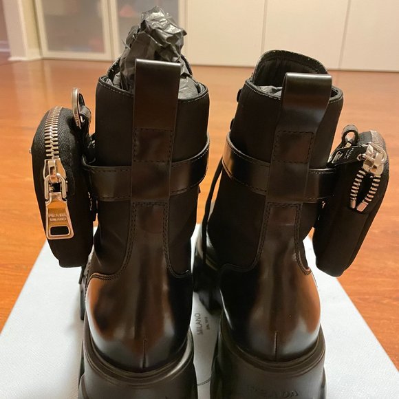 PRADA Leather Zip Pocket Combat Booties - Size 7(US) / 37 (EU) - Picture 5 of 7